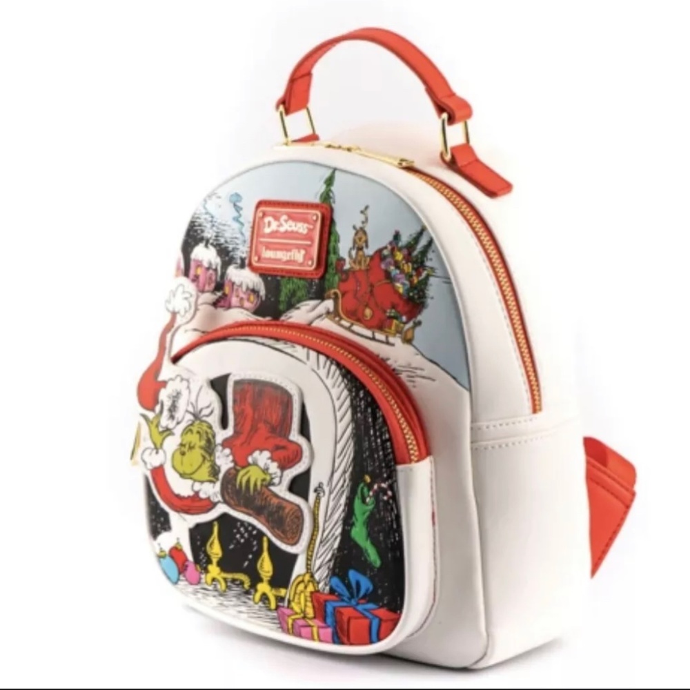 - Loungefly Dr. Seuss The Grinch Chimney Thief Mini Backpack and Wallet - Picture 4 of 8